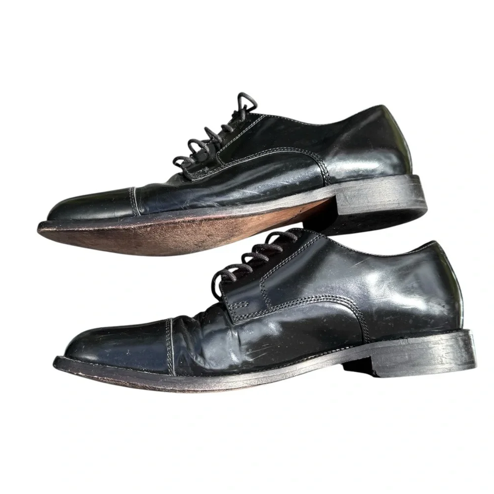Bostonian Men's Classic Cap Toe Black Leather Dress Shoes Size 9.5